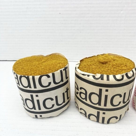 Vtg Lot of 3 Readicut Wool Nylon Pre-Cut Latch Hook Rug Yarn Dark Gold Yellow - Picture 2 of 5